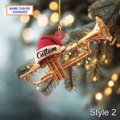 Musical Trumpet acrylic 2D flat Christmas ornament – festive tree hanging acrylic holiday decoration - Image 4