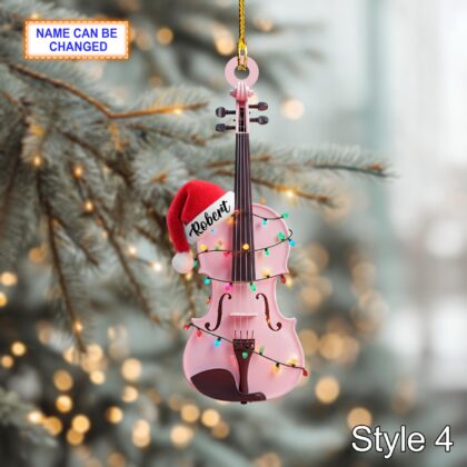 Musical Violin acrylic 2D flat Christmas ornament – custom name festive tree hanging acrylic holiday - Image 4