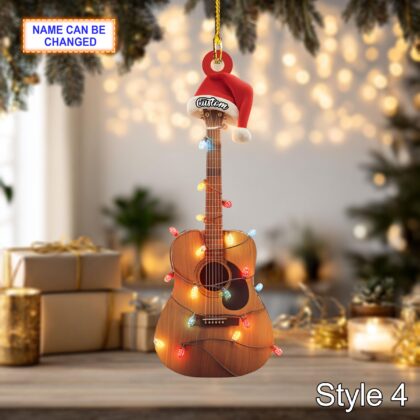 Musical Guitar acrylic 2D flat Christmas ornament – festive tree hanging acrylic holiday decoration - Image 6