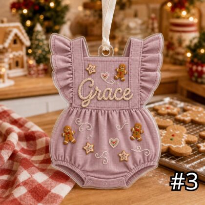 Personalized Baby Romper Acrylic Ornament – Custom Name First Christmas Keepsake - Image 4