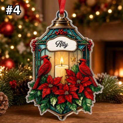 Custom Name Cardinal Candle Personalized Ornament – Christmas Tree Hanging Decor - Image 6