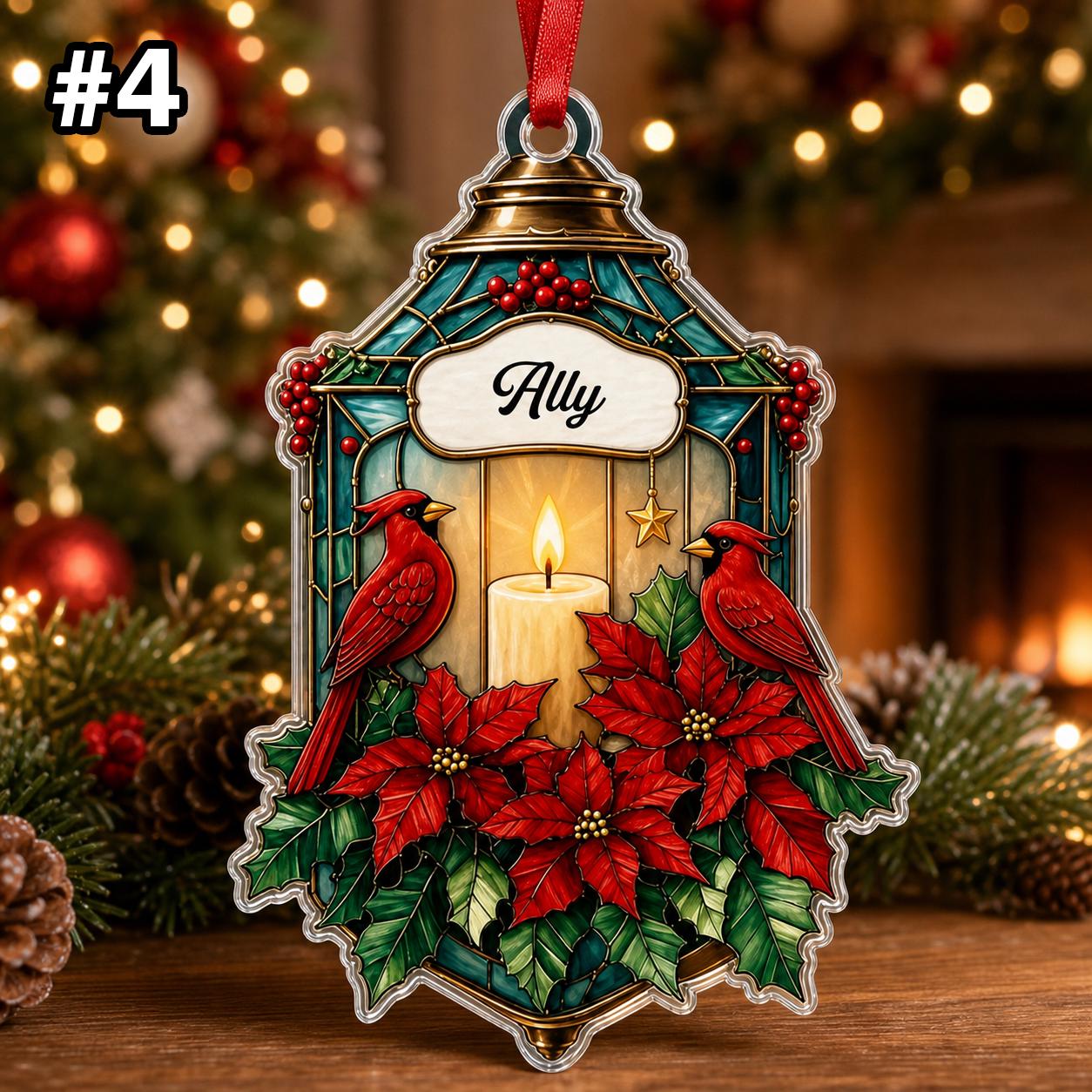 Custom Name Cardinal Candle Personalized Ornament – Christmas Tree Hanging Decor - Image 6