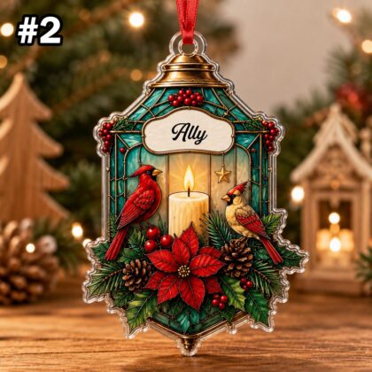 Custom Name Cardinal Candle Personalized Ornament – Christmas Tree Hanging Decor - Image 4