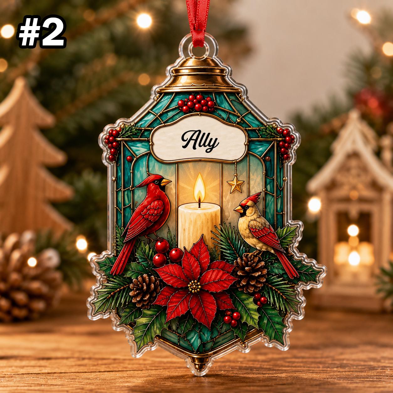 Custom Name Cardinal Candle Personalized Ornament – Christmas Tree Hanging Decor - Image 4