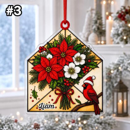 Custom Name Cardinal Envelope Letter Ornament – Christmas Tree Car Hanging Decor - Image 5