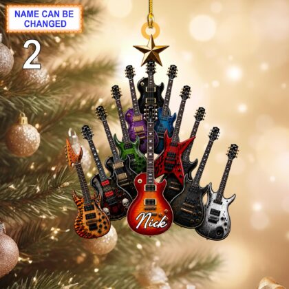 Alternative view of Personalized Guitar Christmas Tree Ornament – Custom Guitar Ornament