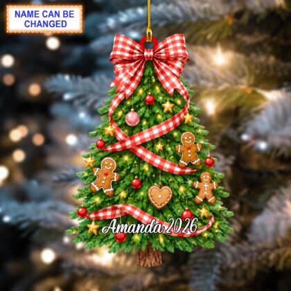 Alternative view of Personalized Christmas Tree Ornament with Bow – Custom Christmas Tree Decor