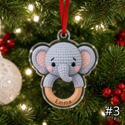Personalized Safari Baby Animal Rattle Ornament – Baby First Christmas Acrylic Ornament - Image 3