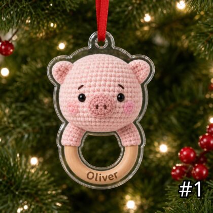 Personalized Farm Baby Animal Rattle Ornament – Baby First Christmas Acrylic Ornament
