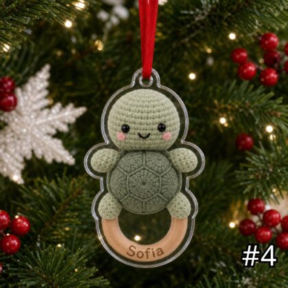 Personalized Ocean Baby Animal Rattle Ornament – Baby First Christmas Acrylic Ornament - Image 4
