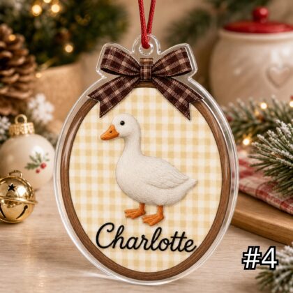 Personalized Farm Animal Acrylic Hoop Ornament – Custom Name Duck Goose Sheep Rooster Christmas Nursery Decor - Image 4