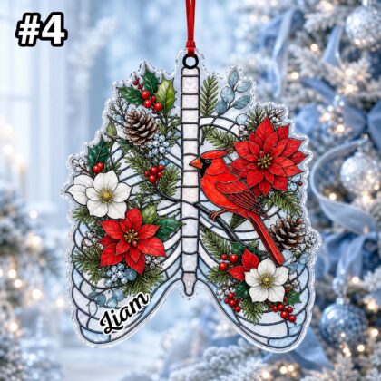 Custom Name Anatomy Cardinal Christmas Ornament – Xmas Tree Car Hanging Decor - Image 6