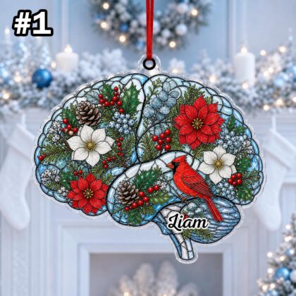 Custom Name Anatomy Cardinal Christmas Ornament – Xmas Tree Car Hanging Decor - Image 3