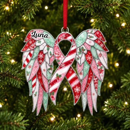 Custom Name Awareness Ribbon Angel Wings Ornament – Christmas Tree Car Hanging Decor