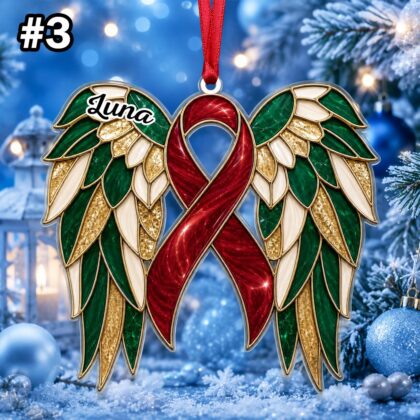 Custom Name Awareness Ribbon Angel Wings Ornament – Christmas Tree Car Hanging Decor - Image 5