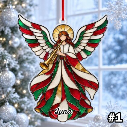 Custom Name Musical Angel Wings Ornament – Christmas Tree Car Hanging Decor - Image 3
