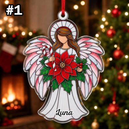 Custom Name Guardian Angel Wings Ornament – Christmas Tree Car Hanging Decor - Image 3
