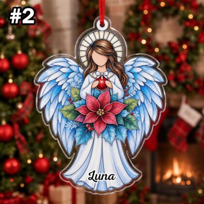 Custom Name Guardian Angel Wings Ornament – Christmas Tree Car Hanging Decor - Image 4