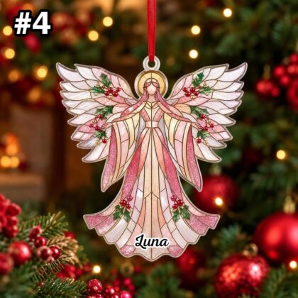 Custom Name Praying Angel Wings Ornament – Christmas Tree Car Hanging Decor - Image 6
