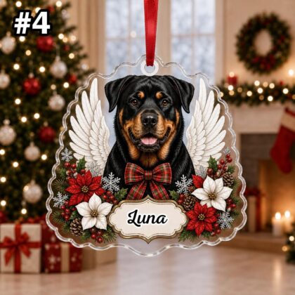 Custom Name Dog Angel Wings Ornament – Christmas Tree Car Hanging Decor - Image 6