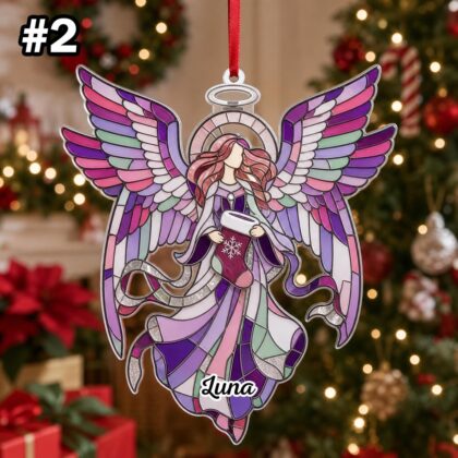 Custom Name Heavenly Angel Wings Ornament – Christmas Tree Car Hanging Decor - Image 4