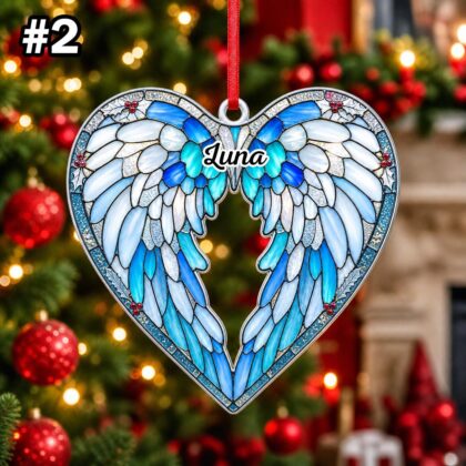 Custom Name Heart Angel Wings Ornament – Christmas Tree Car Hanging Decor - Image 4