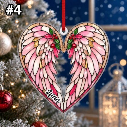 Custom Name Heart Angel Wings Ornament – Christmas Tree Car Hanging Decor - Image 6