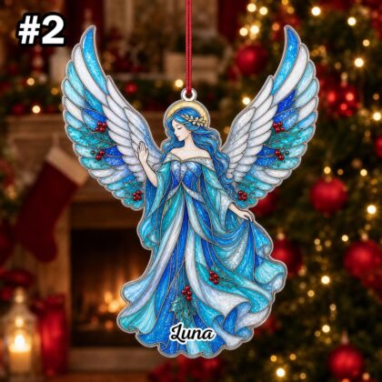 Custom Name Angel Wings Ornament – Christmas Tree Car Hanging Decor - Image 4