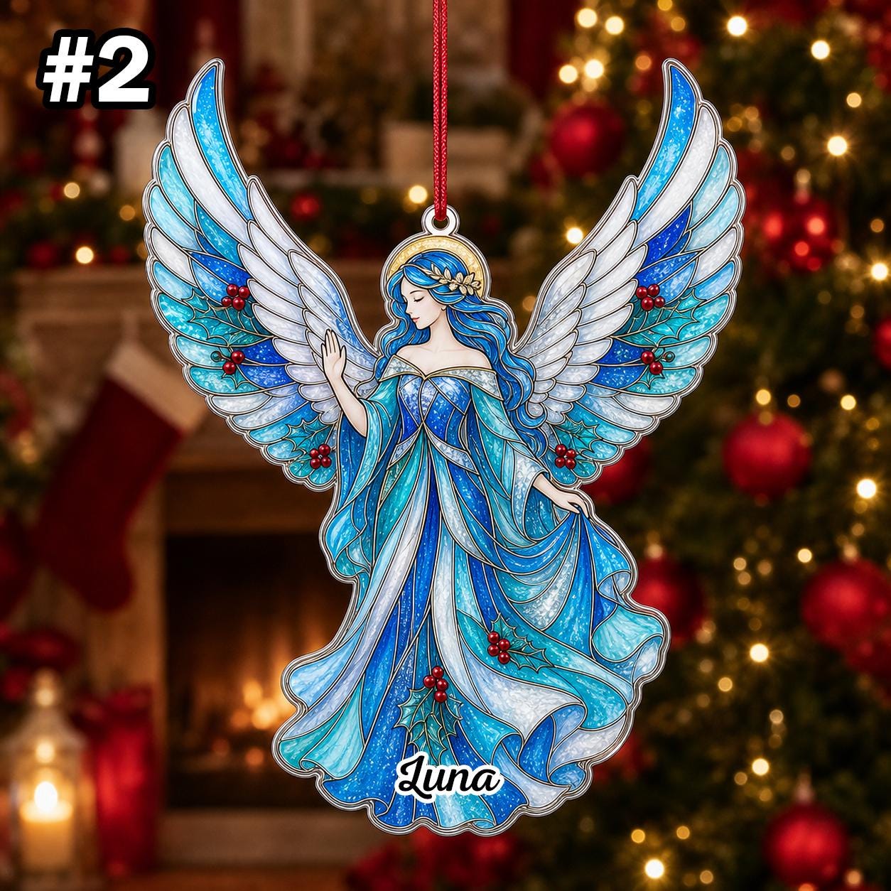 Custom Name Angel Wings Ornament – Christmas Tree Car Hanging Decor - Image 4