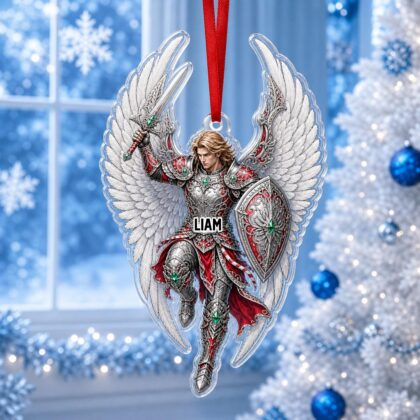 Custom Name Archangel Warrior Wings Ornament – Christmas Tree Car Hanging Decor