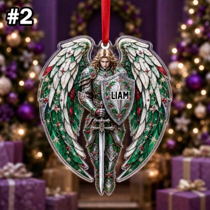 Custom Name Archangel Warrior Wings Ornament – Christmas Tree Car Hanging Decor - Image 4