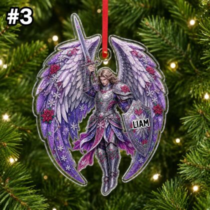 Custom Name Archangel Warrior Wings Ornament – Christmas Tree Car Hanging Decor - Image 5