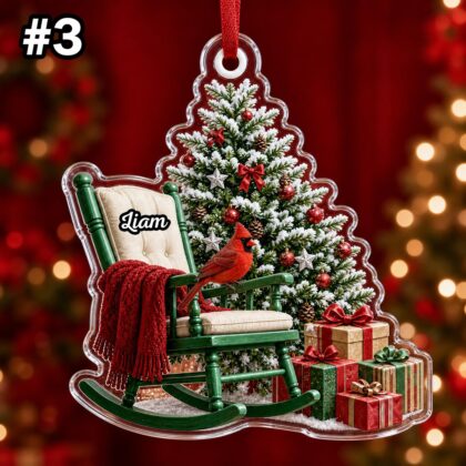Custom Name Red Cardinal Chair Ornament – Christmas Tree Car Hanging Decor - Image 5