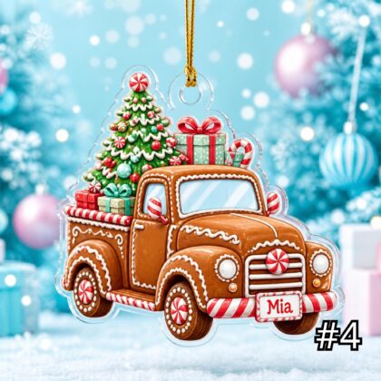 Personalized Red Truck Christmas Ornament – Custom Name Acrylic Keepsake - Image 4