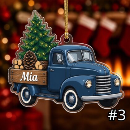 Personalized Red Truck Christmas Ornament – Custom Name Acrylic Keepsake - Image 3