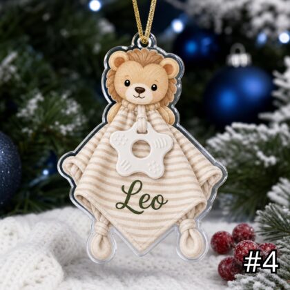 Personalized Wild Animal Lovey Ornament – Custom Name Embroidered Christmas Tree Decoration - Image 4