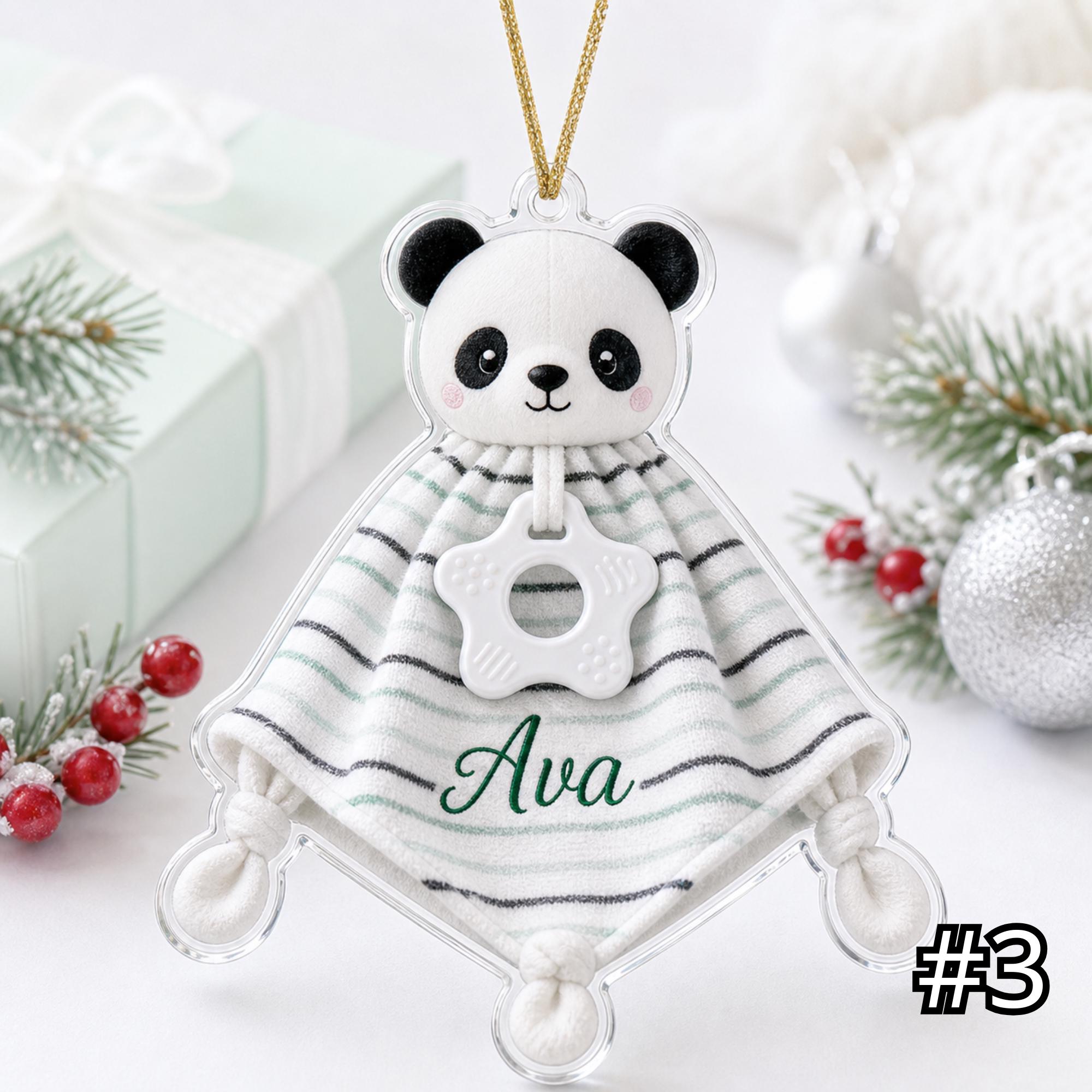 Personalized Whimsical Animal Lovey Ornament – Custom Name Embroidered Christmas Tree Decoration - Image 3
