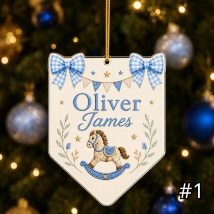 Personalized Baby Rocking Horse Ornament – Baby's First Christmas Acrylic Ornament