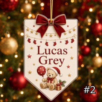 Alternative view of Personalized Teddy Bear Baby Ornament – Baby's First Christmas Acrylic Ornament