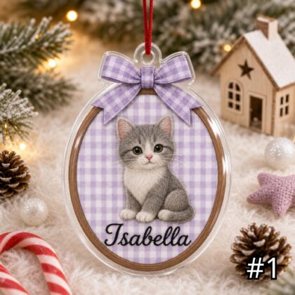 Personalized Baby Pet Acrylic Hoop Ornament – Custom Name Puppy Kitten Teddy Bunny Christmas Nursery Gift