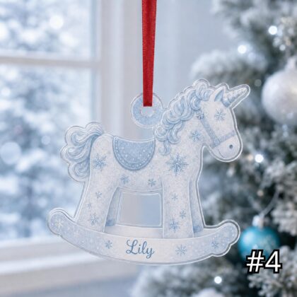 Personalized Rocking Horse Ornament – Baby First Christmas Acrylic Keepsake - Image 4