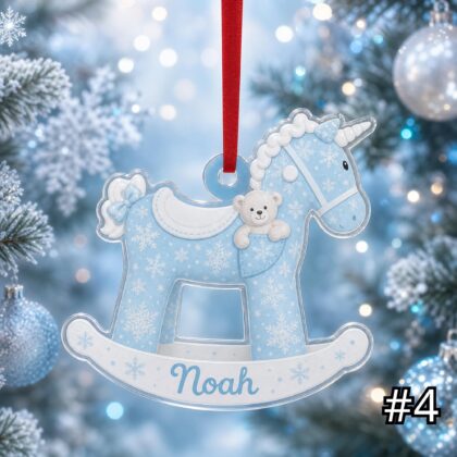 Personalized Baby Rocking Horse Ornament – First Christmas Acrylic Keepsake - Image 4