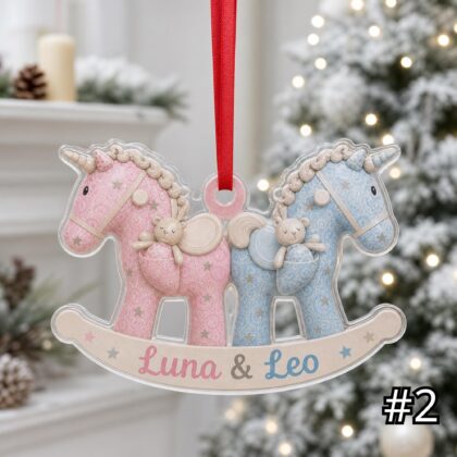Personalized Baby Rocking Horse Ornament – First Christmas Acrylic Keepsake - Image 2