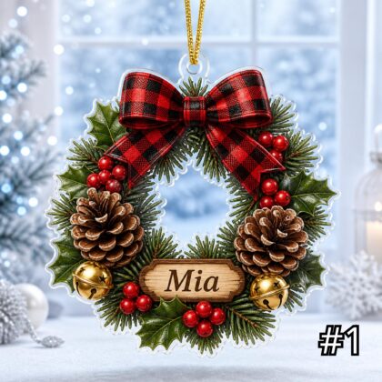 Personalized Pinecone Christmas Ornament – Custom Name Acrylic Keepsake