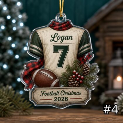 Personalized Football Player Acrylic Ornament – Custom Name Number Jersey Sports Gift for Kids - Image 4