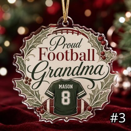 Personalized Football Mom Dad Acrylic Ornament – Custom Name Sports Family Gift - Image 3