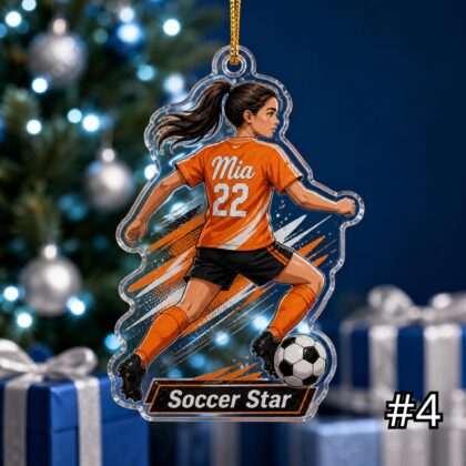 Personalized Soccer Player Acrylic Ornament – Custom Name Number Jersey Sports Gift for Kids - Image 4