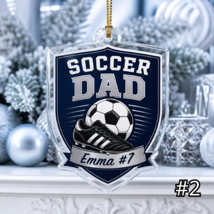 Alternative view of Personalized Soccer Mom Dad Acrylic Ornament – Custom Name Sports Family Gift