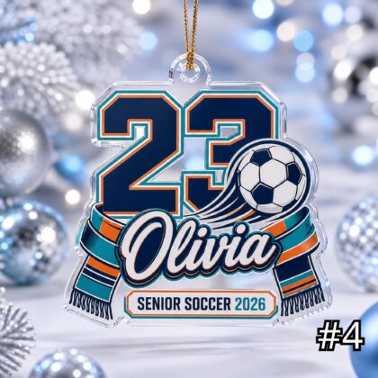 Personalized Senior Soccer Acrylic Ornament – Custom Name Number Class of 2026 Sports Jersey Keepsake Tree - Image 4