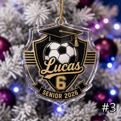 Personalized Senior Soccer Acrylic Ornament – Custom Name Number Class of 2026 Sports Jersey Keepsake Tree - Image 3